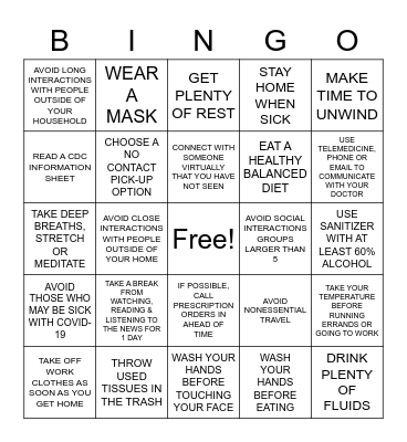 COVID BINGO Card