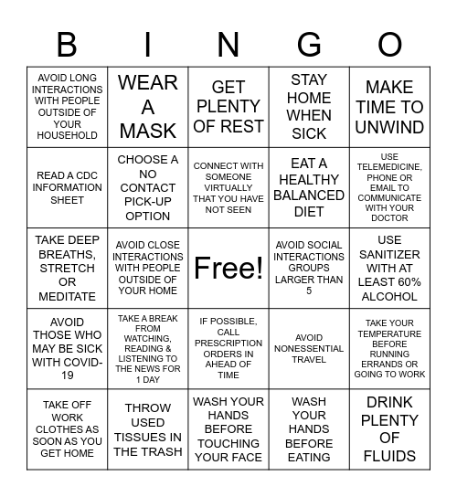 COVID BINGO Card