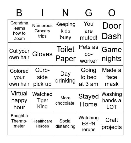 Crazy COVID Bingo Card