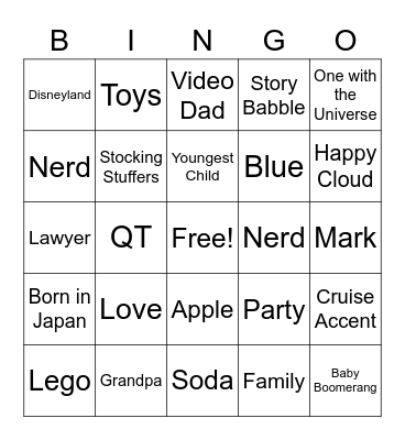 Grandpa Mark's Birthday Bingo! Bingo Card