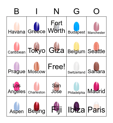 Travel Nails Bingo Card