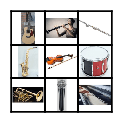musical instruments Bingo Card