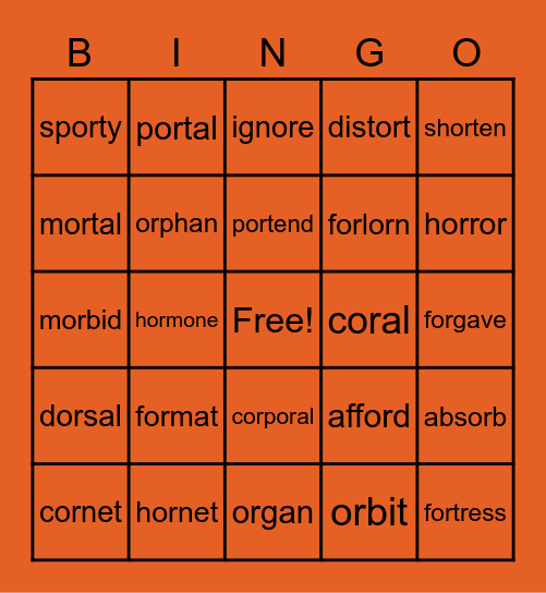 or Bingo Card