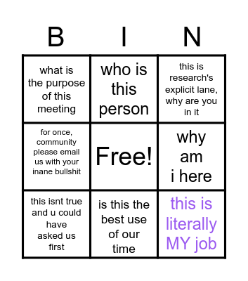 research Bingo Card