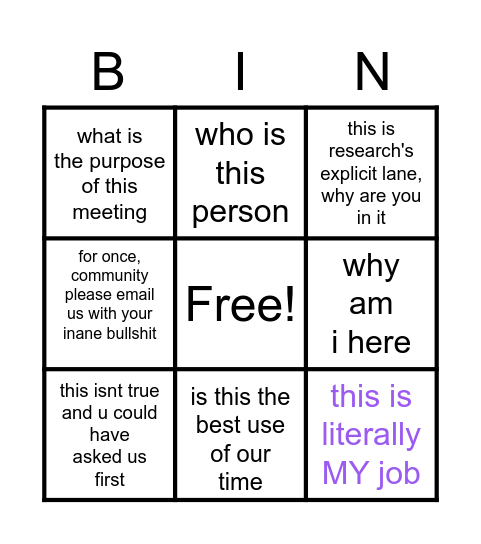 research Bingo Card