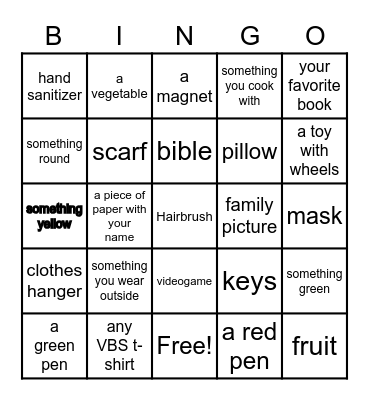 VBS BINGO Card