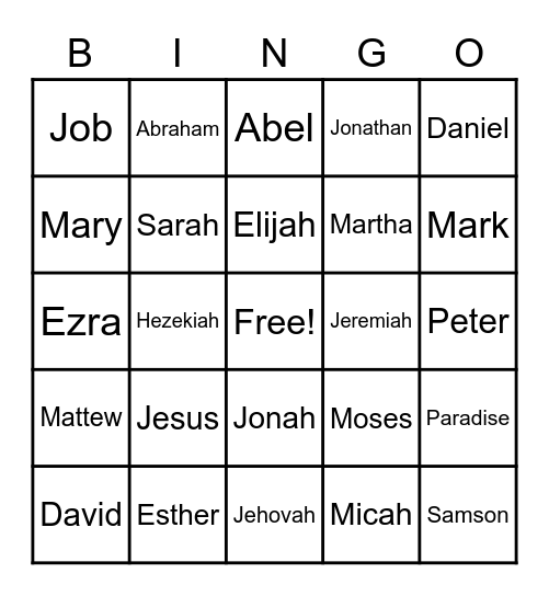 Bible Bingo Card