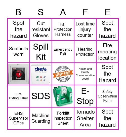 Safety Bingo Card