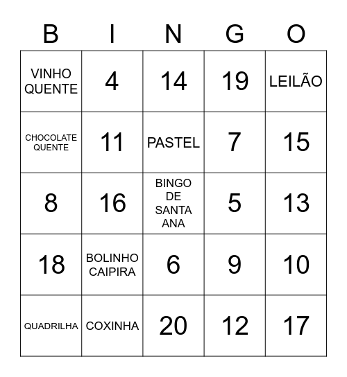 BINGO DE SANTA ANA Bingo Card