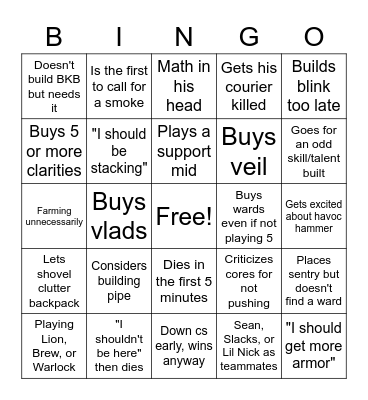 Purge Plays a Pub Bingo Card