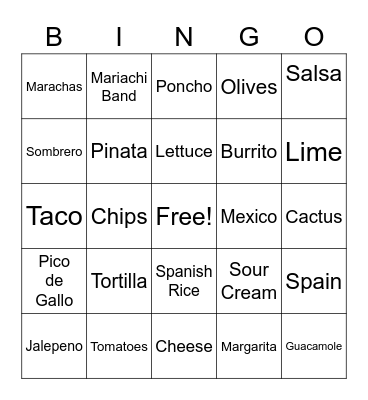 FIESTA Bingo Card