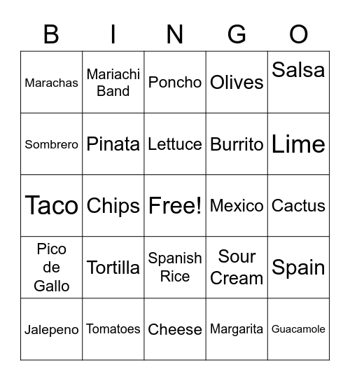 FIESTA Bingo Card