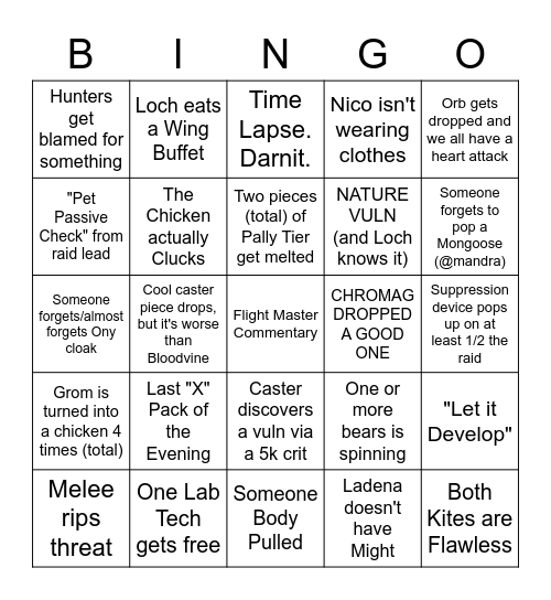 RANDOM ENCOUNTER! Bingo Card