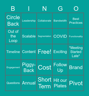 Buzzwords Bingo Card