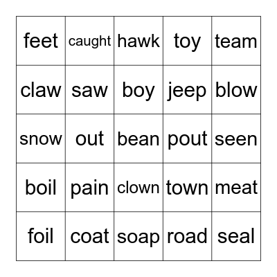 VOWEL TEAMS Bingo Card
