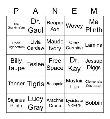 The Ballad of Songbirds and Snakes Bingo Card