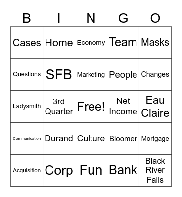 All Employee Meeting Bingo Card