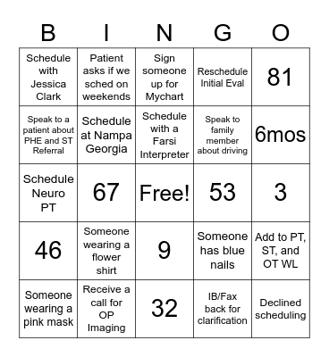 WOOHOO BINGO Card