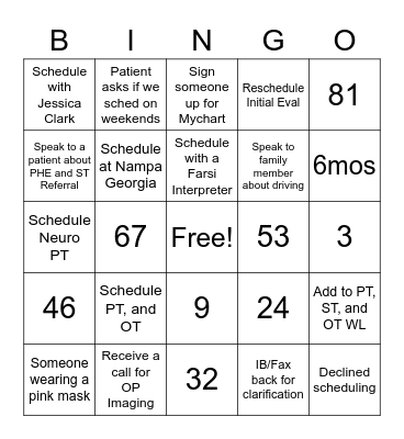 WOOHOO BINGO Card