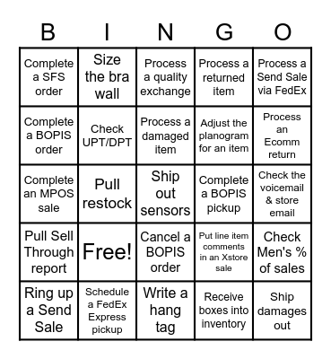 lululemon SKILLS BINGO Card