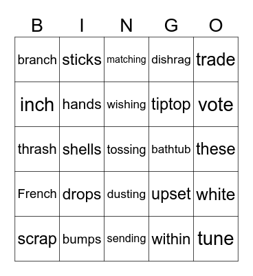 Lesson 20 Bingo Card