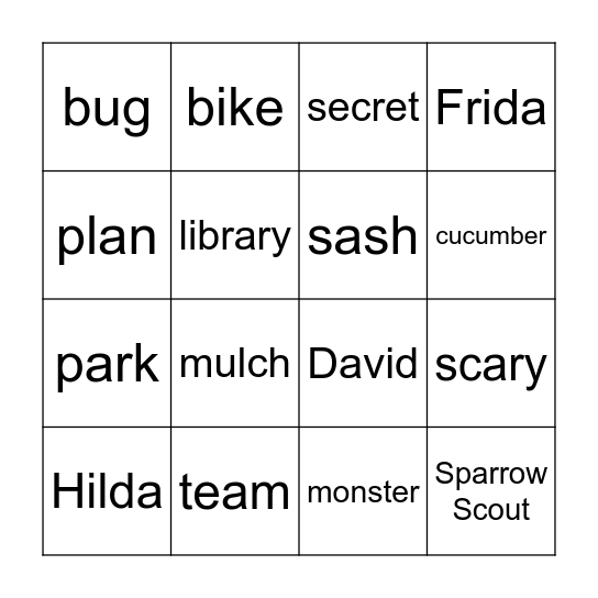 Hilda Bingo Card