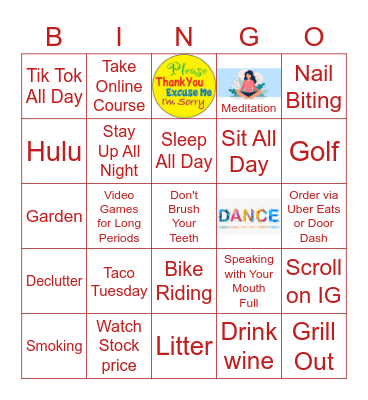 PAA Good/Bad Habits Bingo Card