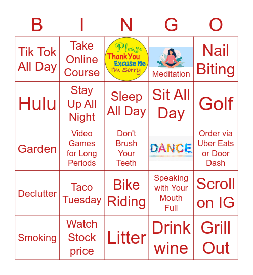 PAA Good/Bad Habits Bingo Card