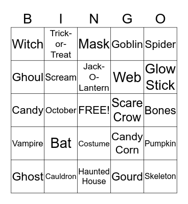 Halloween Bingo Card