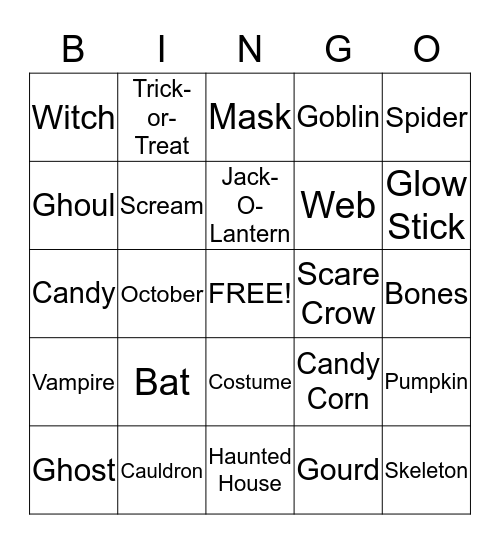 Halloween Bingo Card