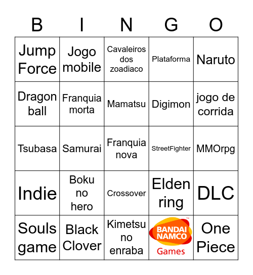 Bingo de jogos da bandai Bingo Card