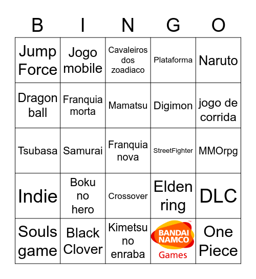 Bingo de jogos da bandai Bingo Card