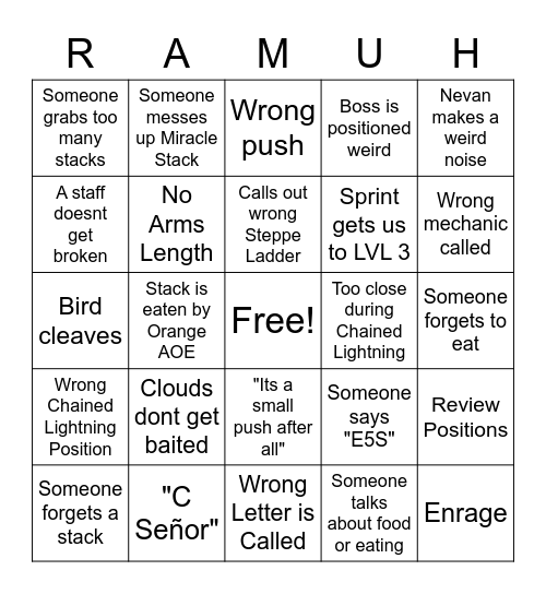 "IT'S ONLY E5S!" Bingo Card