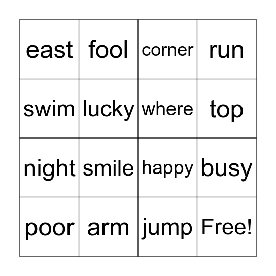 Chestnut Babo Bingo Card
