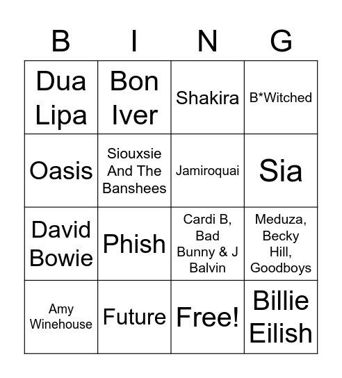 bingobongo Bingo Card