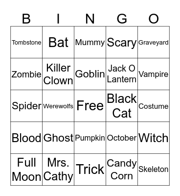 Halloween  Bingo Card