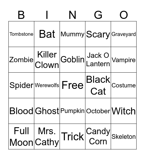 Halloween  Bingo Card