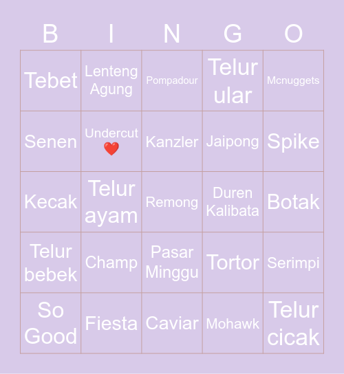 bibi no bingo desu Bingo Card