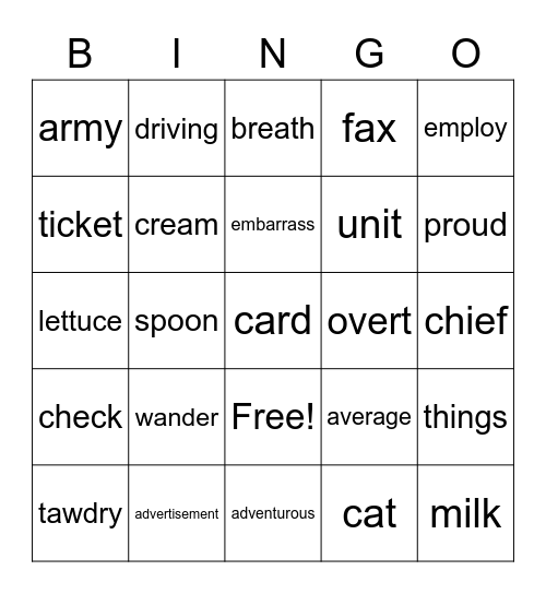 Untitled Bingo Card