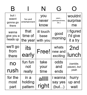 Spangl-O Bingo Card