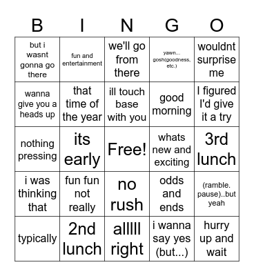 Spangl-O Bingo Card