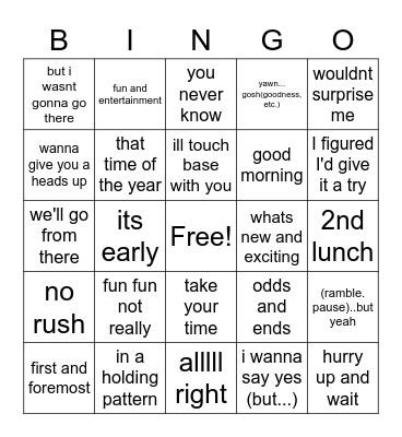 Spangl-O Bingo Card