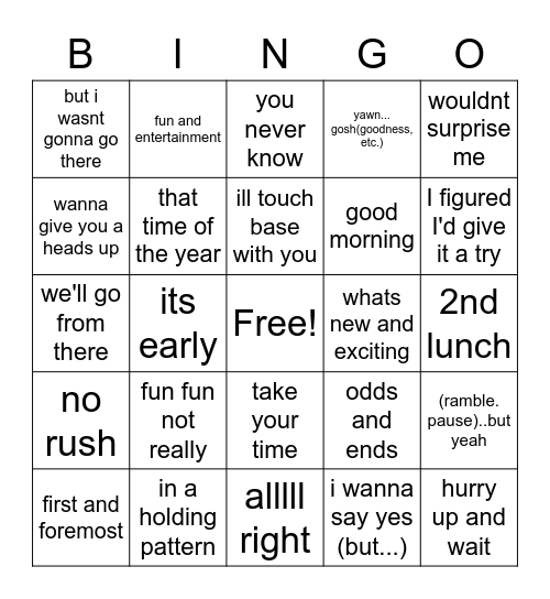 Spangl-O Bingo Card