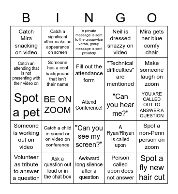July 22nd Conference Bingo Card