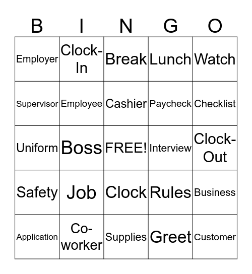 Work Bingo Card