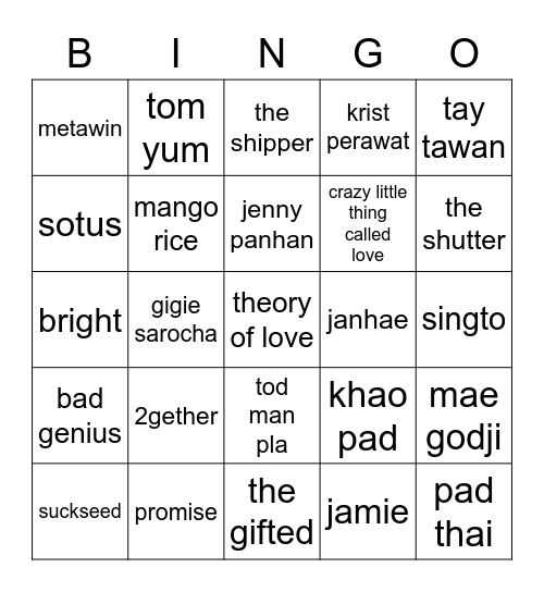 winkajorn Bingo Card