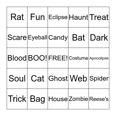 Halloween BINGO!! Bingo Card