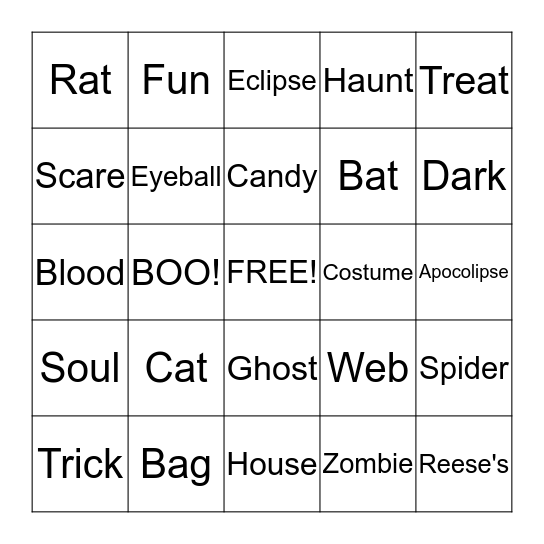 Halloween BINGO!! Bingo Card
