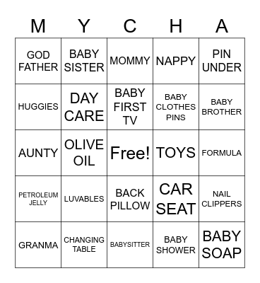 Babee MYCHA BINGO Card