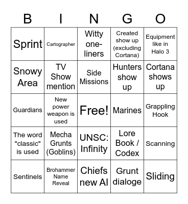 Infinite Reveal Bingo Card